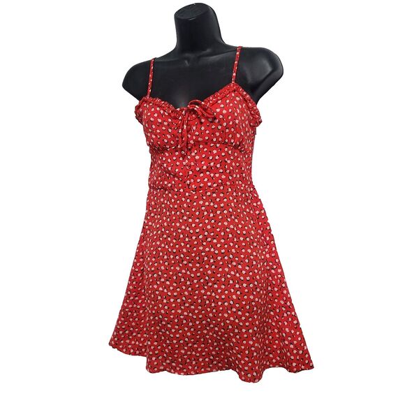 Dresses & Skirts - Babydoll Button Sweatheart Sundress Aeropostale S Red‎ Milkmade Ditsy Floral